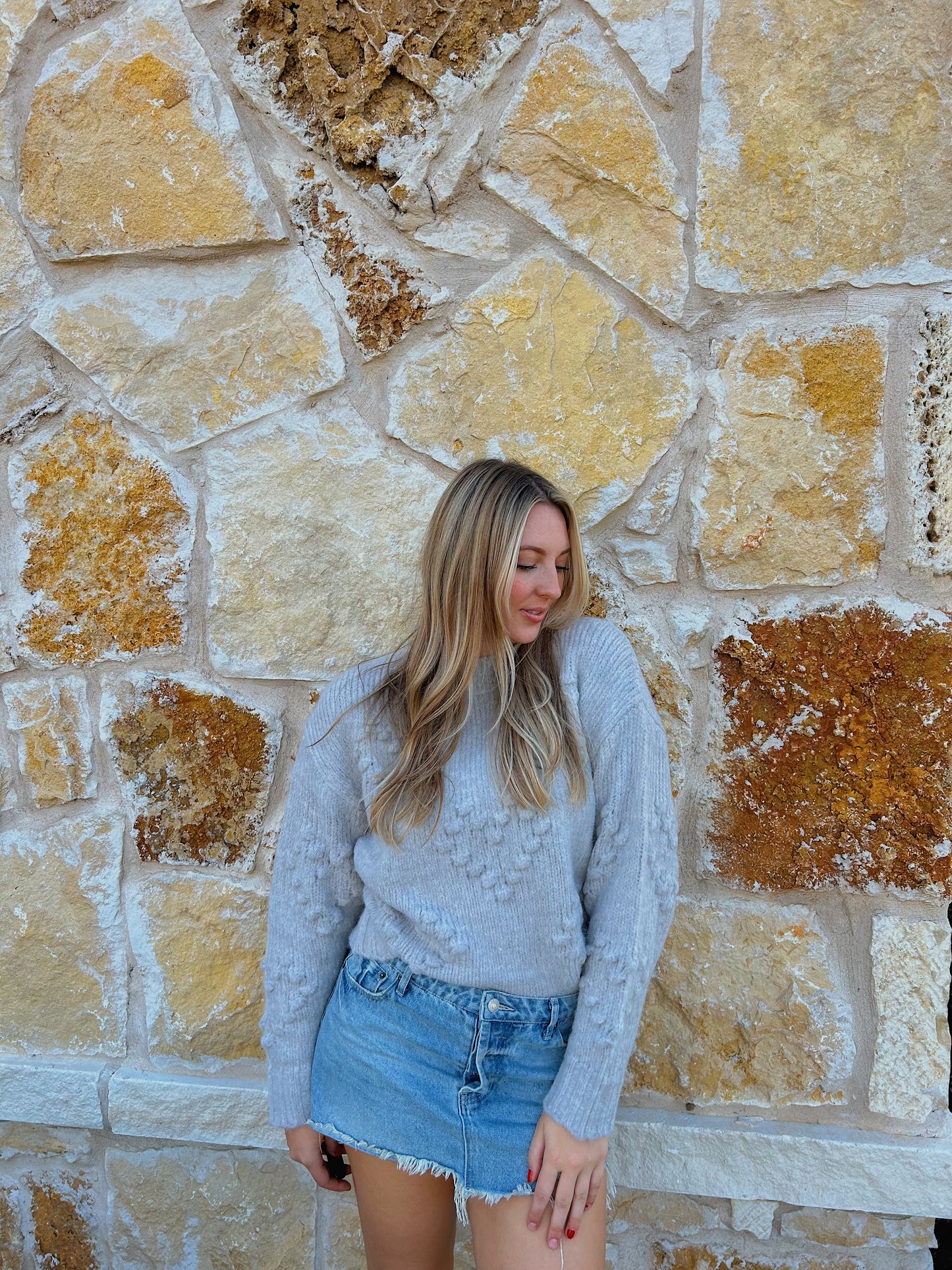 Heart Shape Pom Pom Sweater